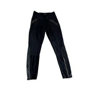 Athleta Lux Pinter Faux Leather High Waisted Black Leggings Size Small